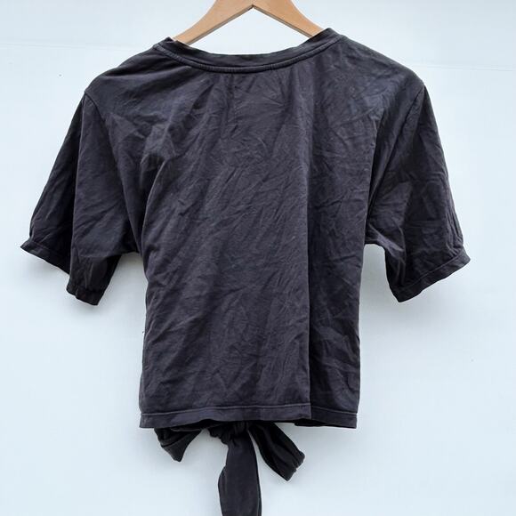 Le Superbe Tied Up Tee T-Shirt Cropped Knot Washed Black Cotton Medium - Picture 5 of 7